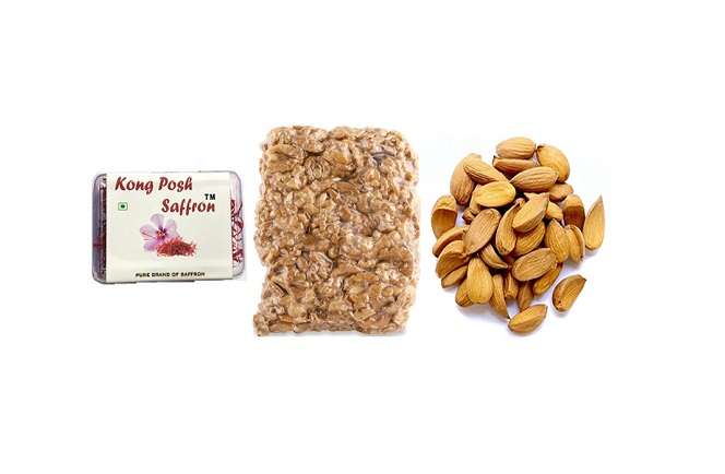 Original Saffrron, Kashmiri Walnut Kernals, Kashmiri Mamra Almonds